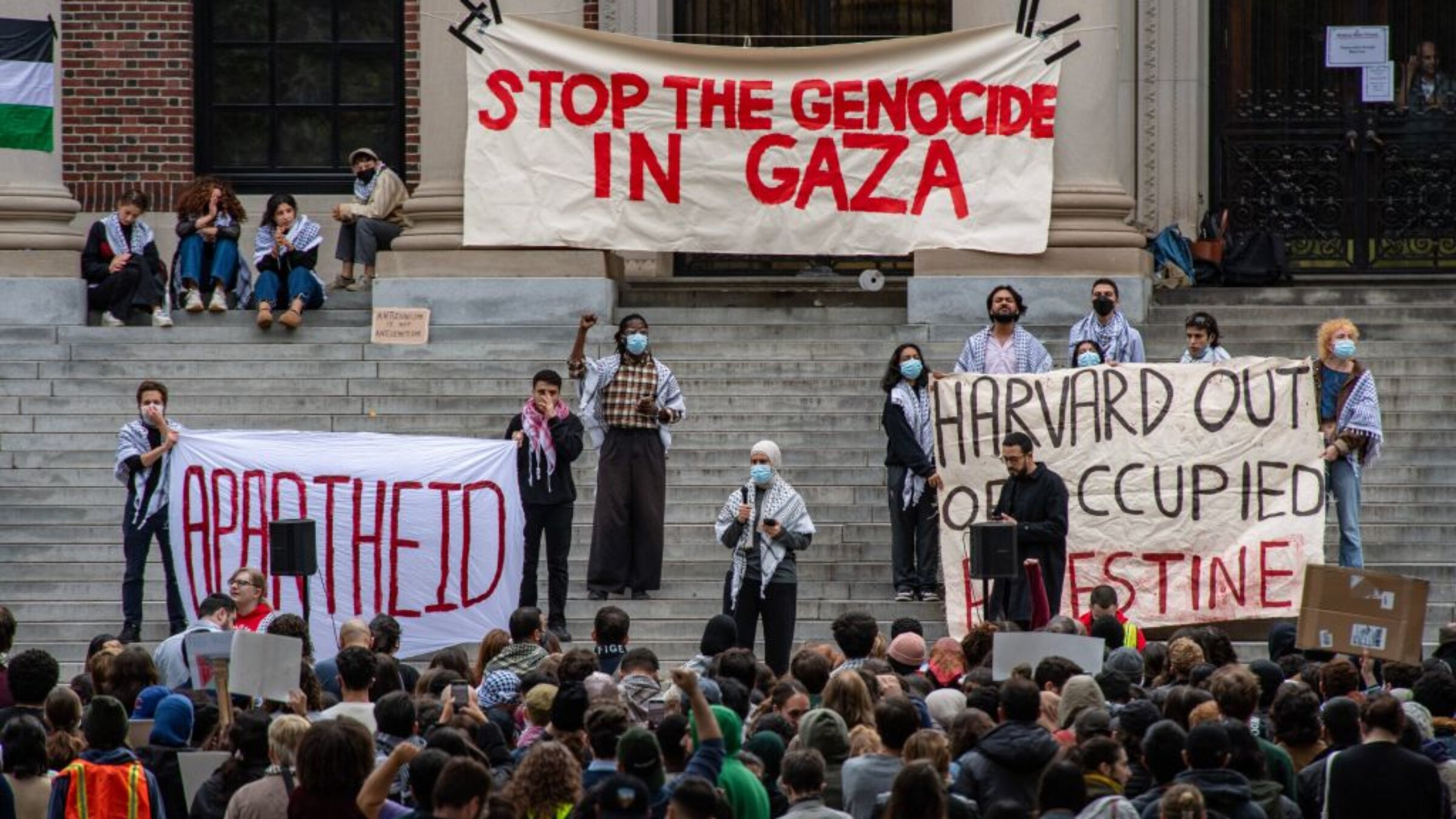 Pro-Palestinian groups gathered at Harvard University  to show support for Gaza, Oct. 14, 2023.