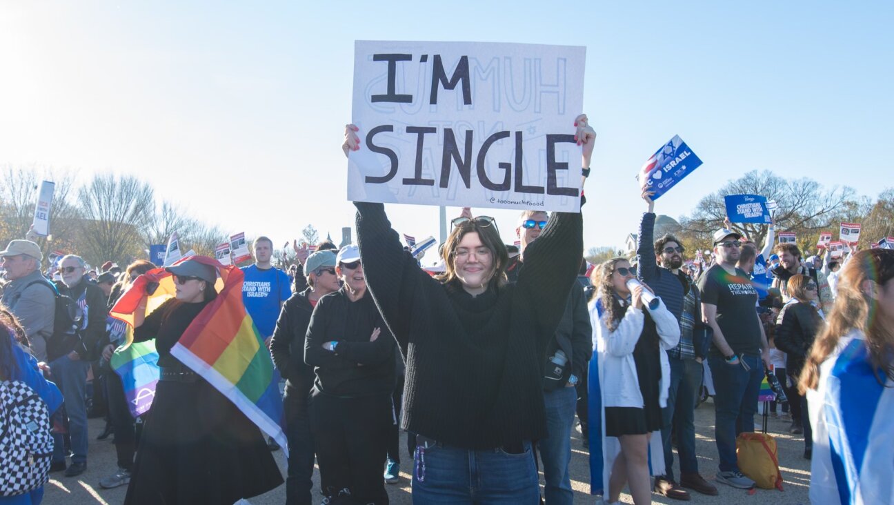 Morgan Raum holds up her now-famous "I'm Single" sign at the rally for Israel in the National Mall on Nov. 14.