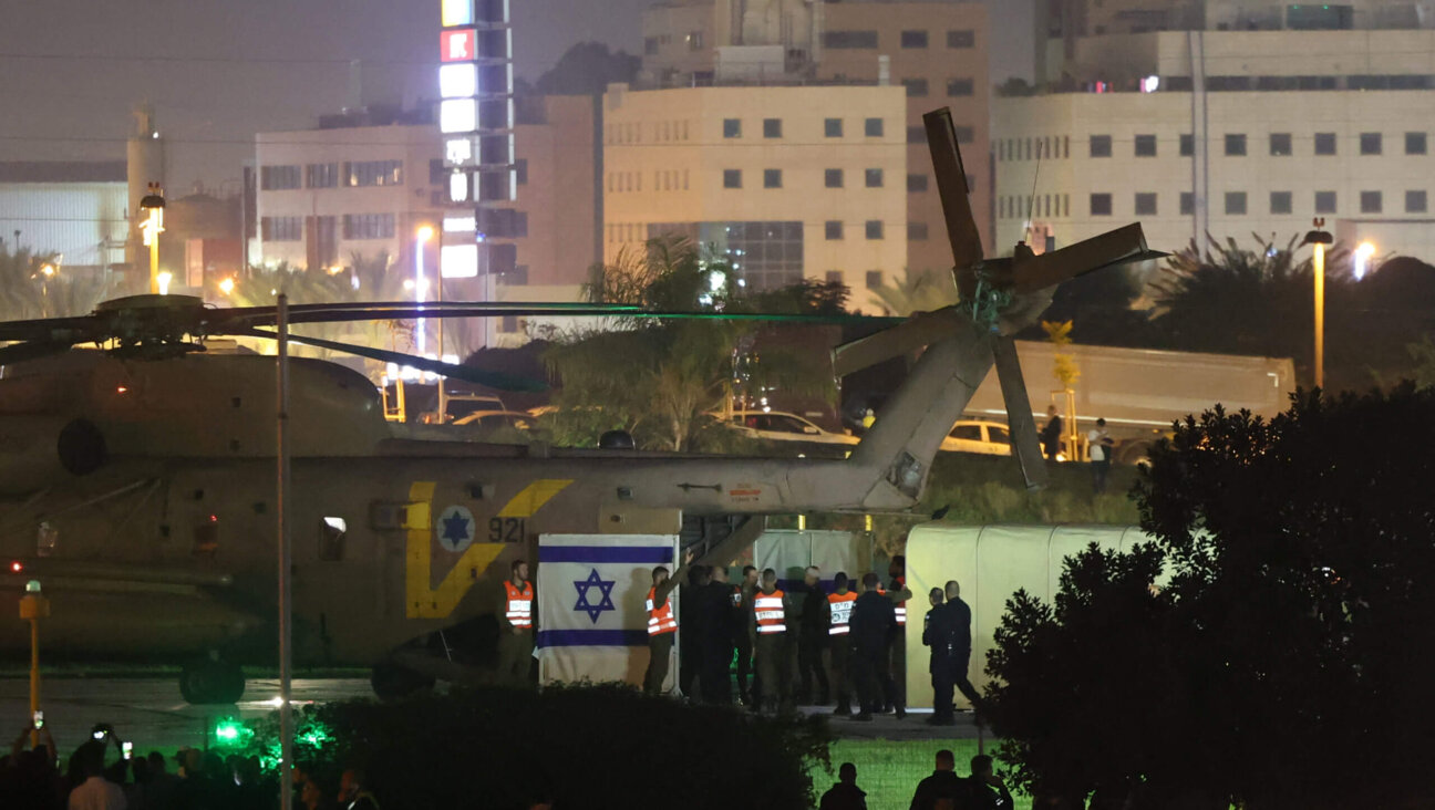 An Israeli helicopter transporting released hostages lands at Tel Aviv's Schneider Medical Centre on Friday. 