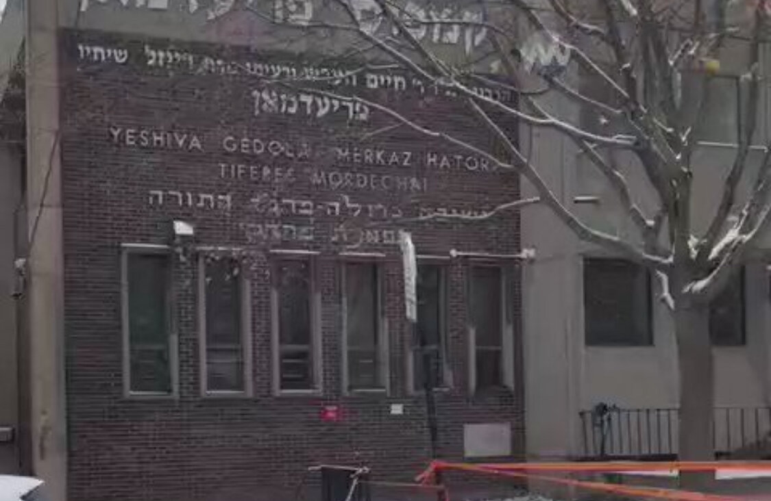 Yeshiva Gedolah of Montreal after gunshots were fired at its doors on Nov. 09 2023.