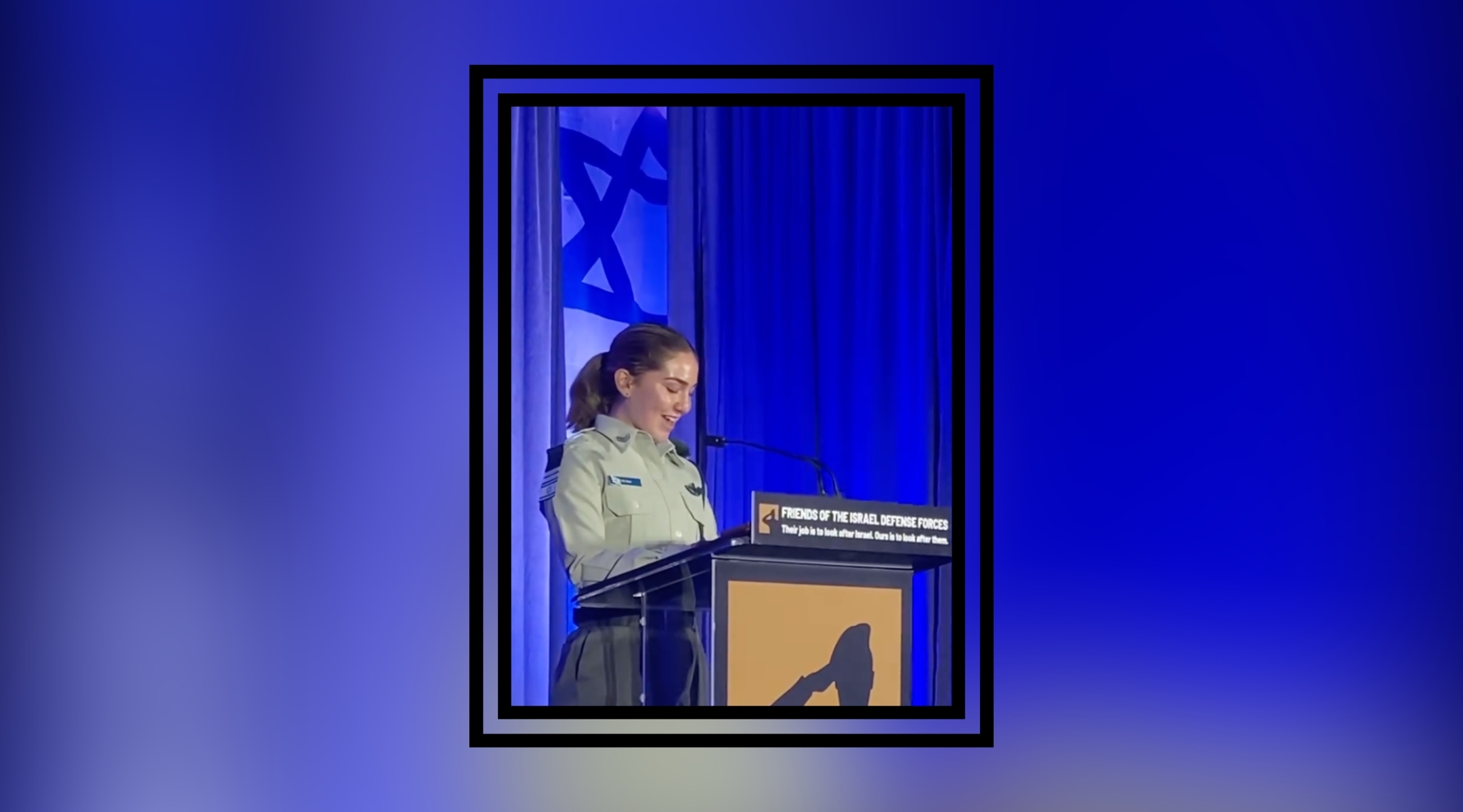 Rose Lubin, 20, an Israeli-American lone soldier serving in the Border Police, was stabbed by a terrorist in Jerusalem and died of her wounds a few hours later on Nov. 6. (Screenshot via Facebook. Design by Jackie Hajdenberg)