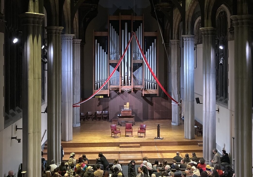 A literary event organized by the Palestinian Festival of Literature filled a hall at Union Theological Seminary to capacity. 