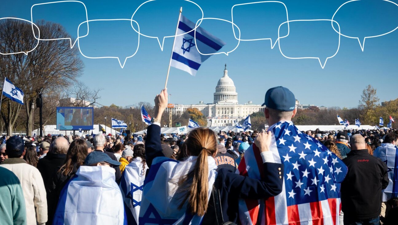 Jewish teens were among the many of thousands of people who rallied in support of Israel at the National Mall on Nov. 14, 2023. (Luke Tress, design by Grace Yagel)