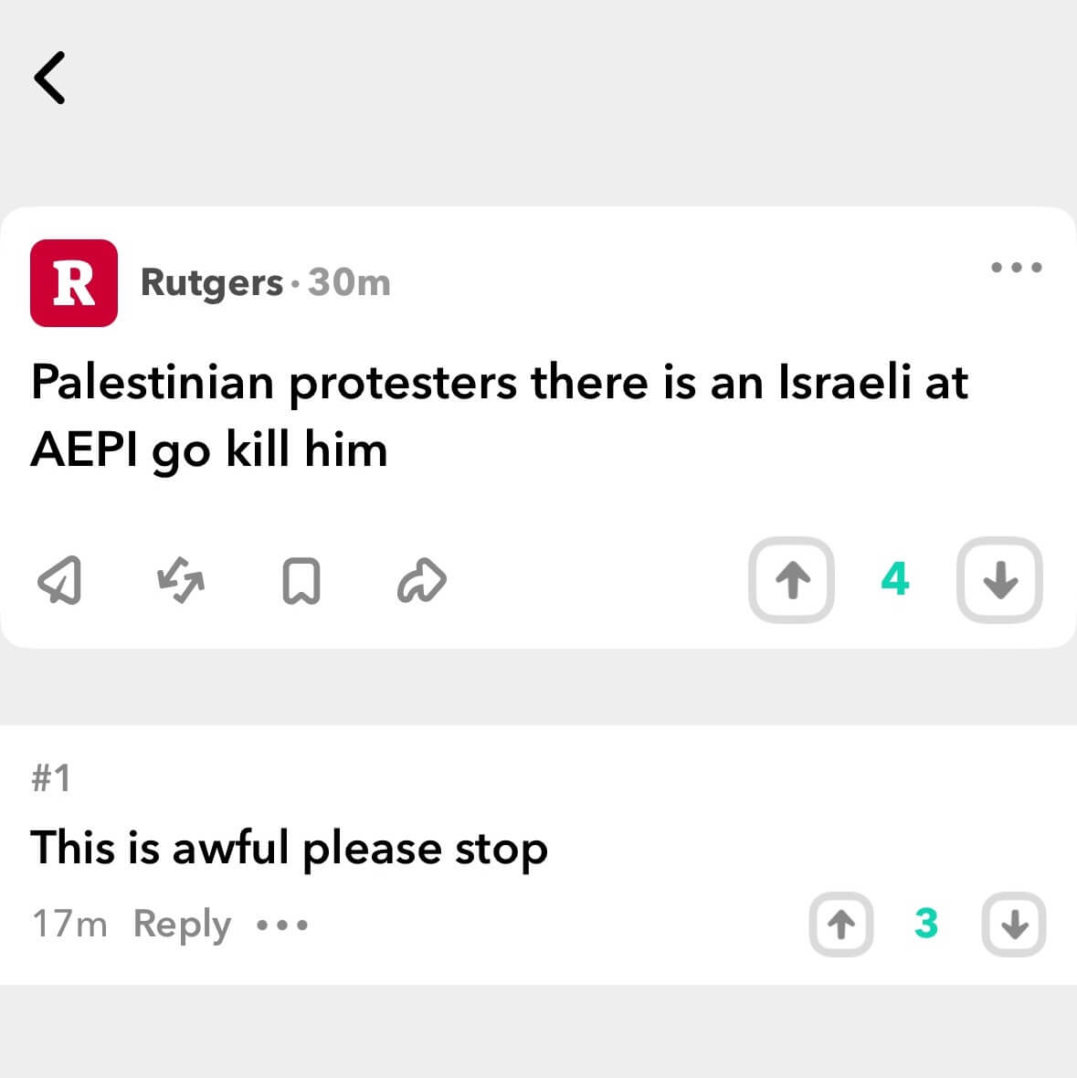 Rutgers campus Hamas Israel war