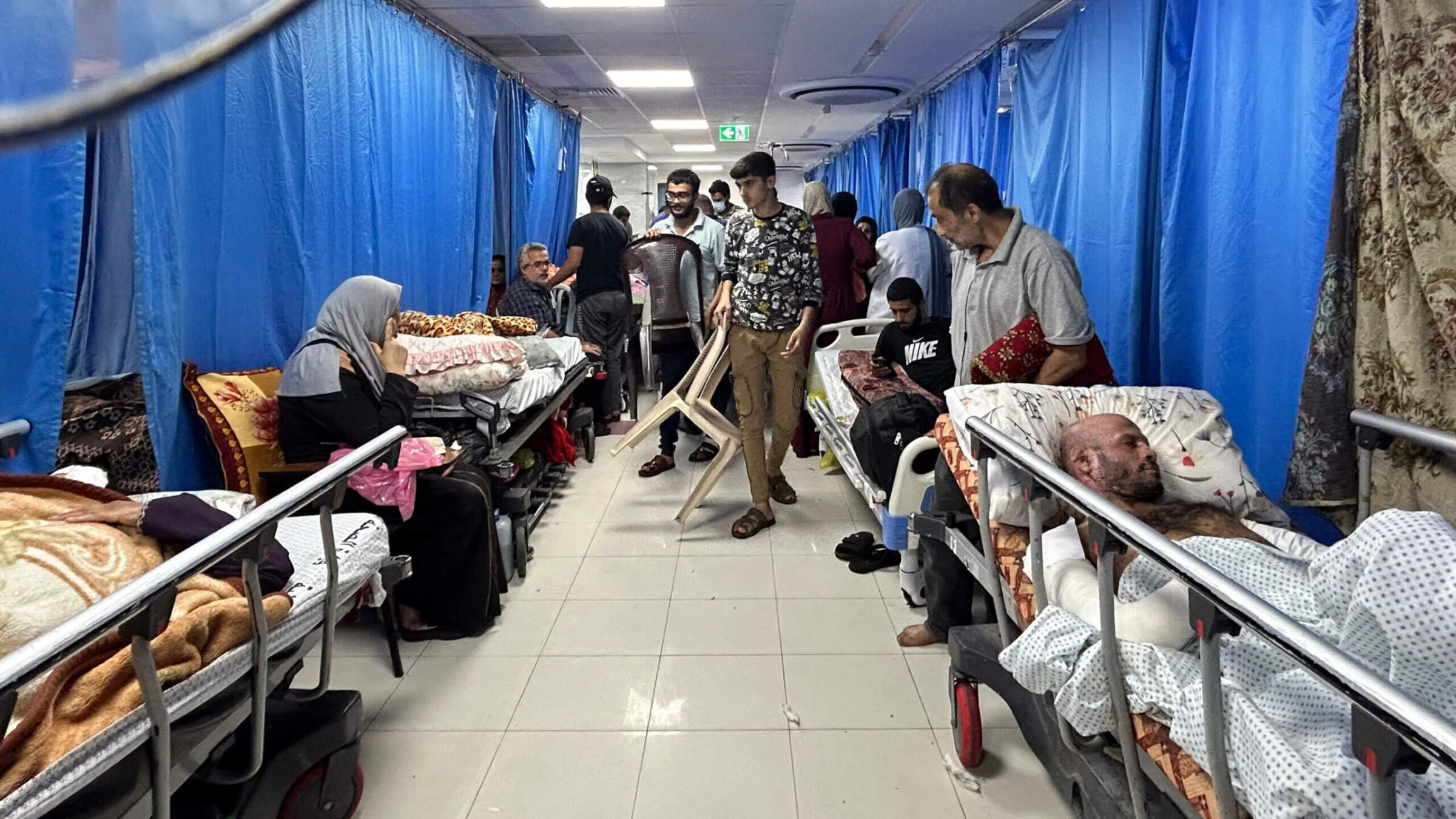 Patients and internally displaced people al-Shifa hospital in Gaza City last week.