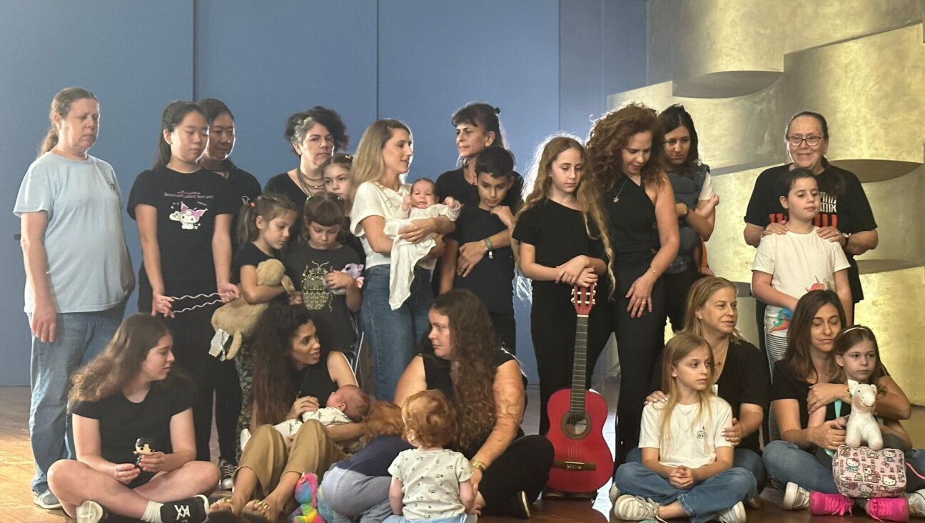 Mothers and children at the Tel Aviv Museum for the filming of <i>Children Need to Be Home.</i>
