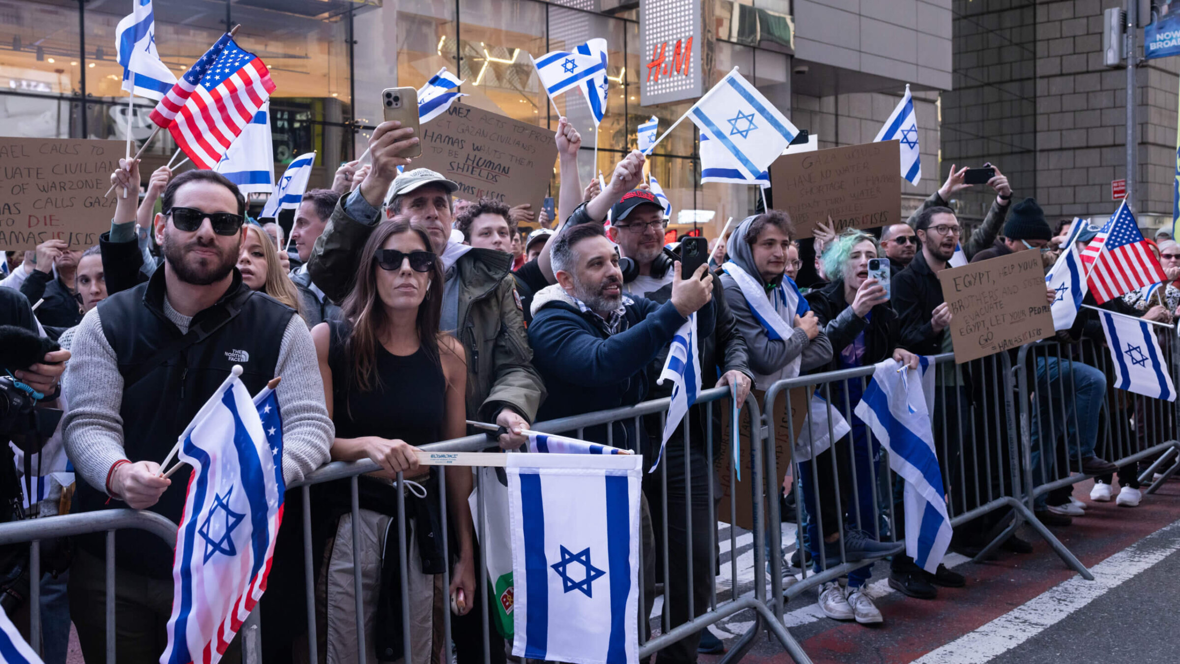 Pro-Israeli demonstrators in Times Square in New York, US, on Friday, Oct. 13, 2023. 