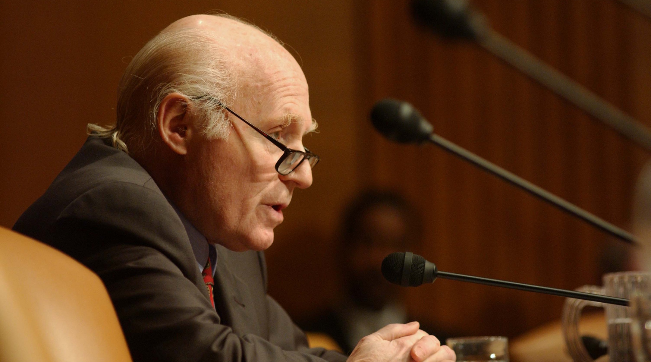 Sen. Herb Kohl, a Wisconsin Democrat, during the Senate Appropriations Homeland Security Subcommittee hearing on the administration’s fiscal 2005 budget for the Department of Homeland Security, on Capitol Hill, Feb. 10, 2004. ( Scott J. Ferrell/Congressional Quarterly/Getty Images)