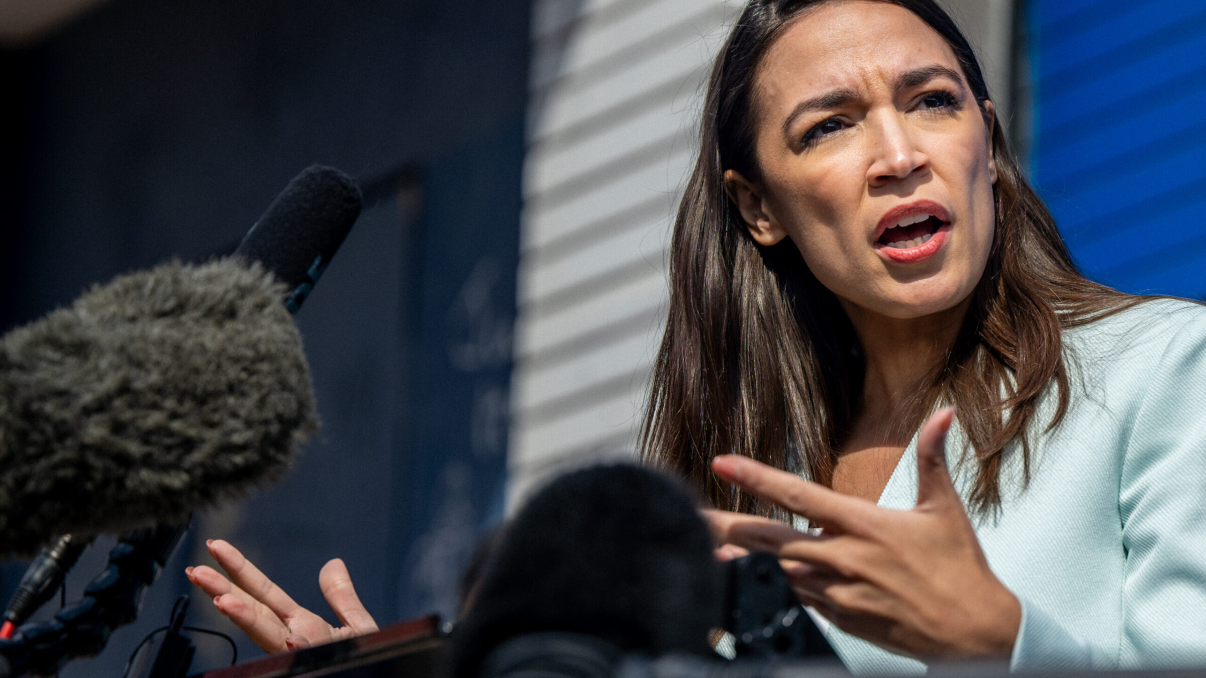 U.S. Rep. Alexandria Ocasio-Cortez speaks during a news conference at the ‘Get Out the Vote’ rally on In San Antonio, Feb. 12, 2022. (Brandon Bell/Getty Images)