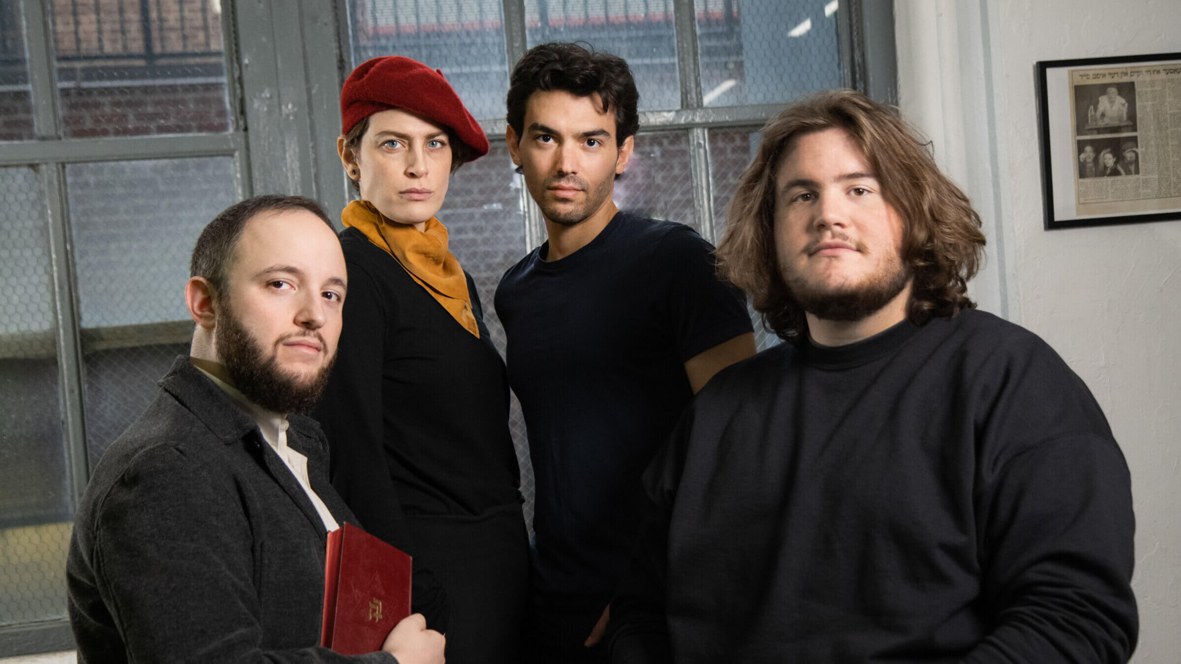 The cast of 'The Gospel According to Chaim' from left to right: Mikhl Yashinsky, Melissa Weisz,  Sruli Rosenberg and Joshua Horowitz