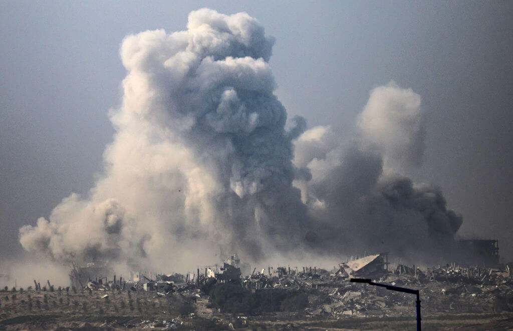 Israeli air strikes in the Gaza Strip on Dec. 4, 2023.