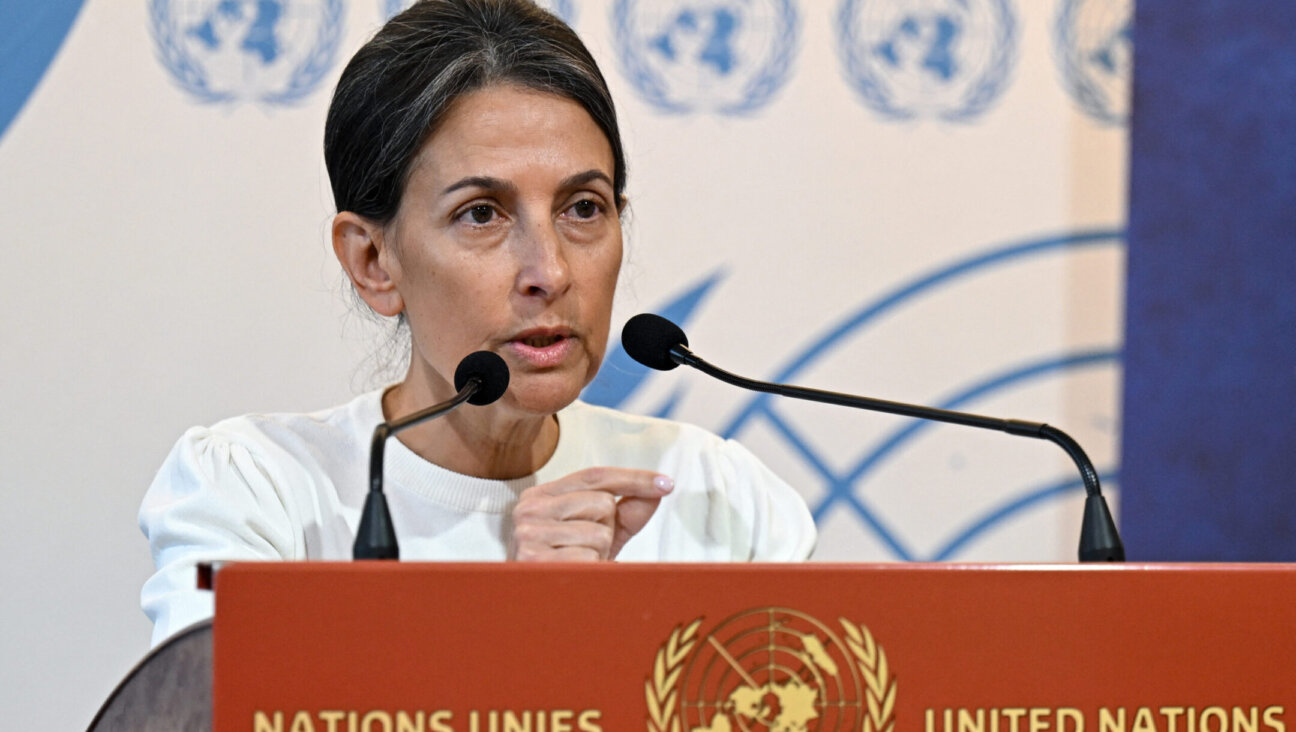 Rachel Goldberg, mother of Hersh Goldberg-Polin, who is a hostage in Gaza, speaks during an event to mark the 75th anniversary of the Universal Declaration of Human Rights, at the United Nations Offices, in Geneva, Dec. 12, 2023. (Fabrice Coffrini/AFP via Getty Images)