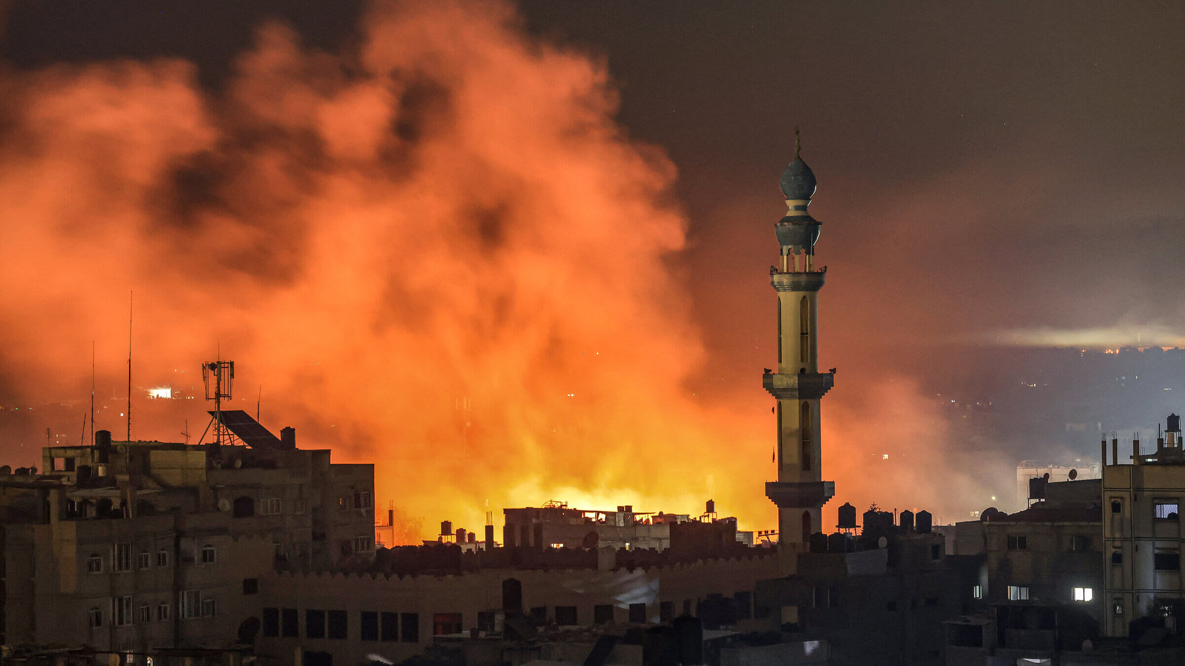 Fire and smoke erupt after Israeli bombardment in Rafah in the southern Gaza Strip on Dec. 14.