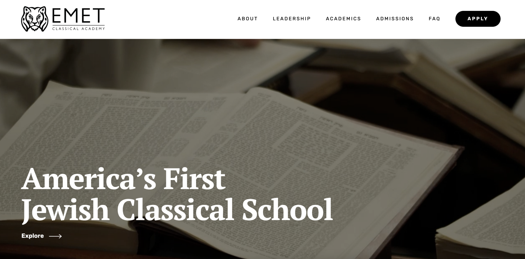 Emet Classical Academy’s website emphasizes how it will be different from other Jewish schools. (Screenshot)