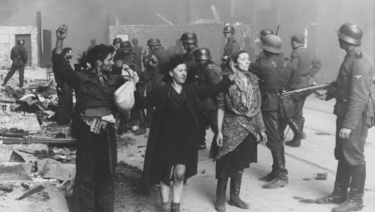 Jews being rounded up during the Warsaw Ghetto Uprising, 1943