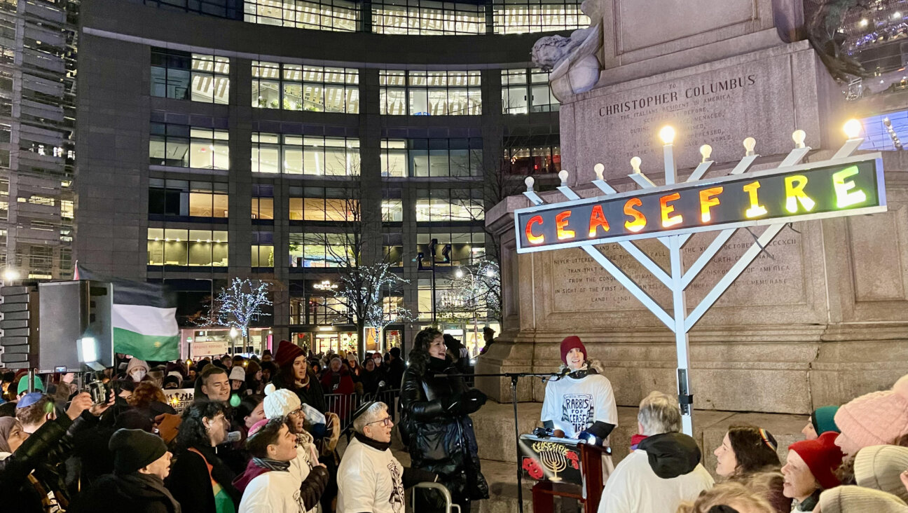 A gathering in Columbus Circle in Manhattan on the first night of Hanukkah to call for a cease-fire in the Israel-Hamas war, on Dec. 6. 