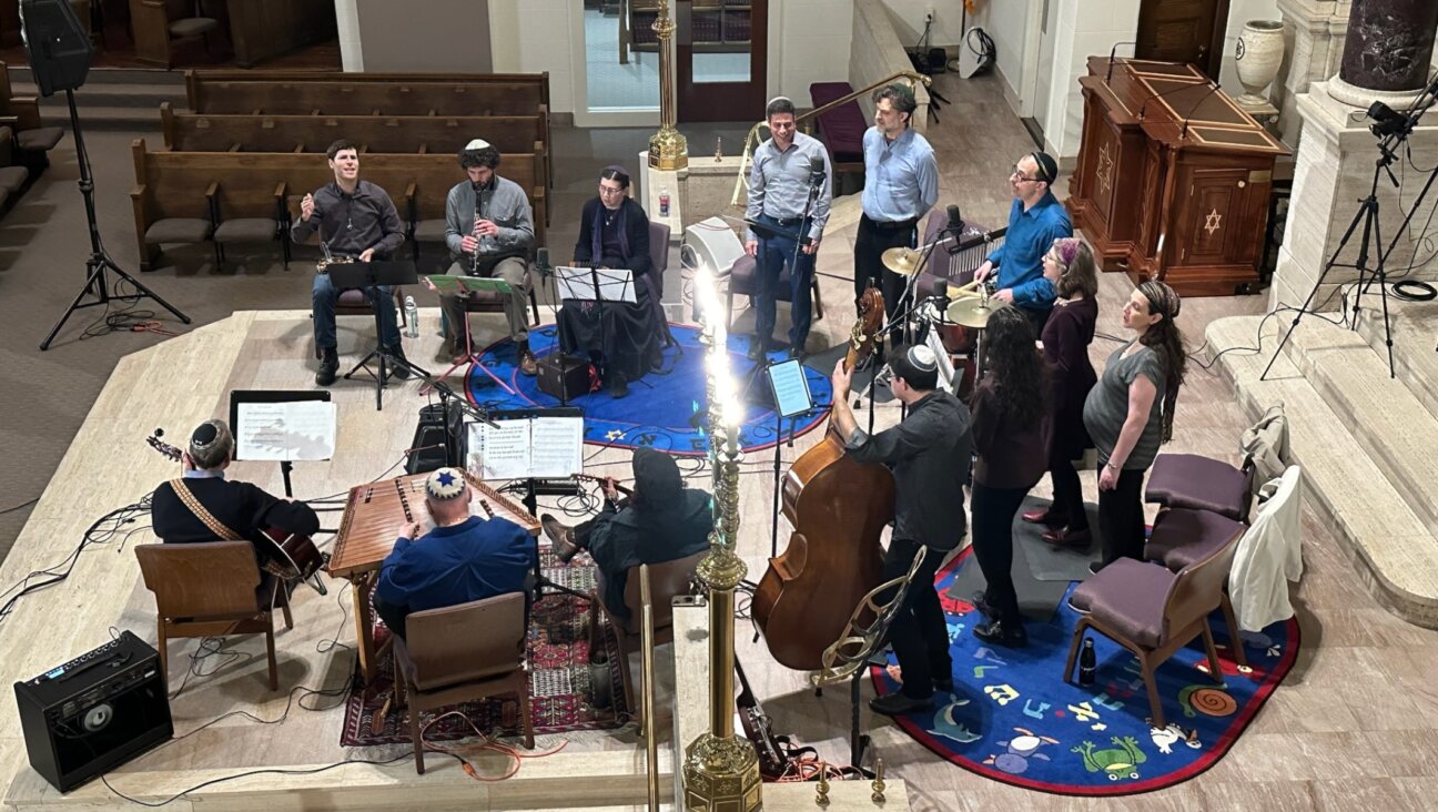 Rabbi Ilan Glazer (drums) and his band, featuring wife Sherri on vocals, perform at the Gam Ki Elech album release show on Jan. 14, 2024. (Maranda Kosten via Ilan Glazer)