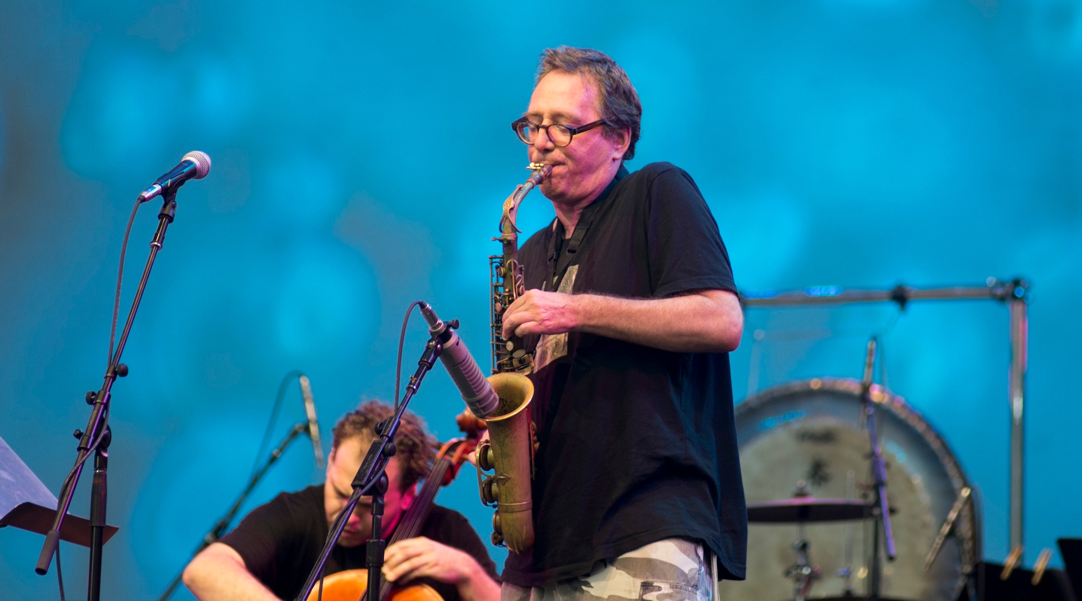 John Zorn performs in Damrosch Park at Lincoln Center, New York City, July 30, 2016. (Ebet Roberts/Redferns via Getty Images)