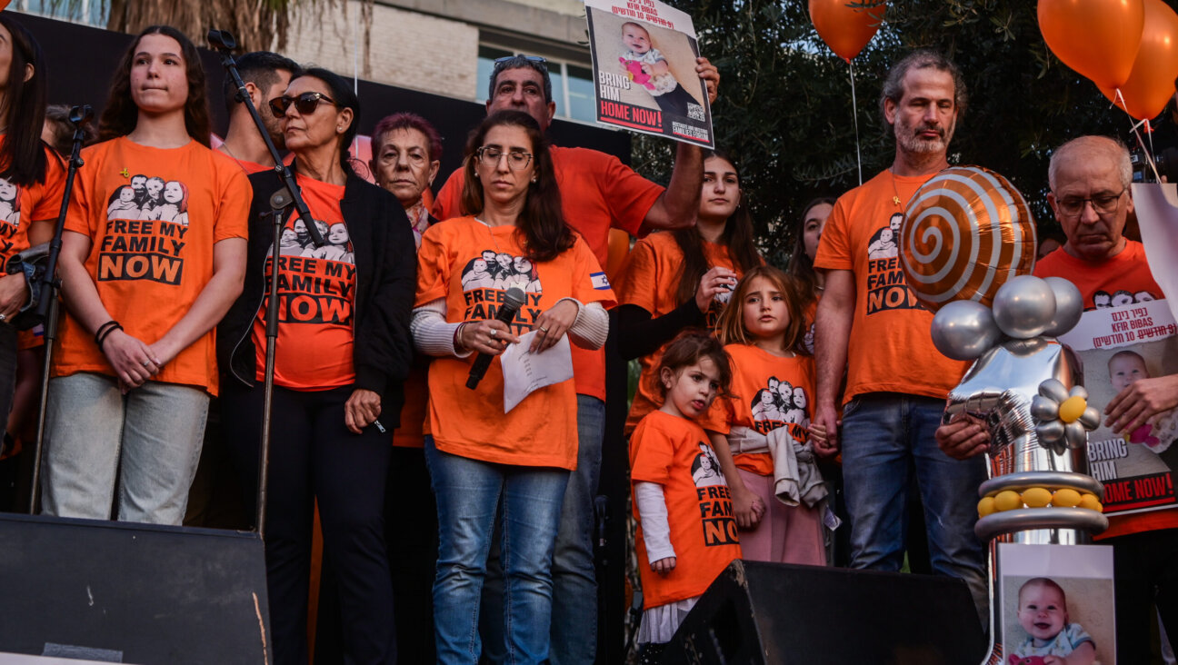 Israelis marking the first birthday of Kfir Bibas in captivity of Hamas in the Gaza Strip, at Hostages Square in Tel Aviv, Jan 18, 2024. (Avshalom Sassoni/Flash90) כיכר החטופים כפיר ביבס שנה יום הולדת