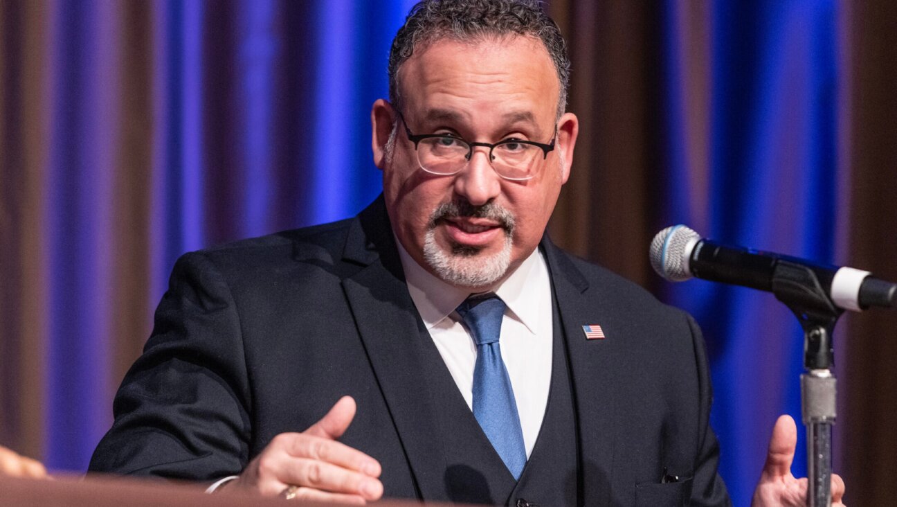 Miguel Cardona, secretary of the U.S. Department of Education, participates in a public event in New York City, April 12, 2023. (Lev Radin/Pacific Press/LightRocket via Getty Images)