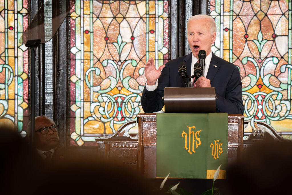 President Joe Biden speaks during a campaign event Jan. 8. 