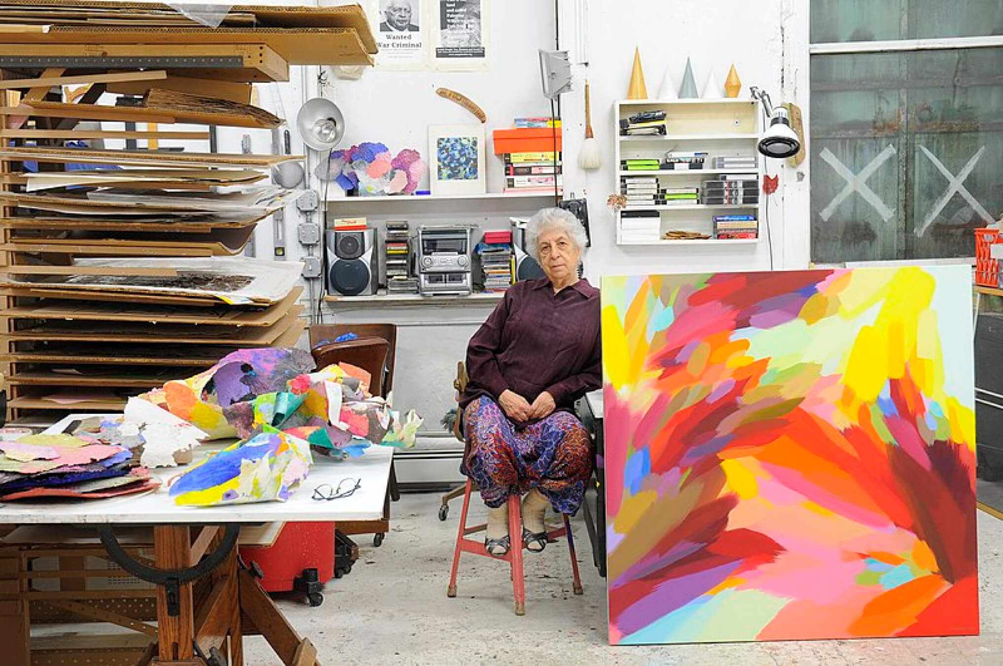 Samia Halaby in her studio, August 2016.