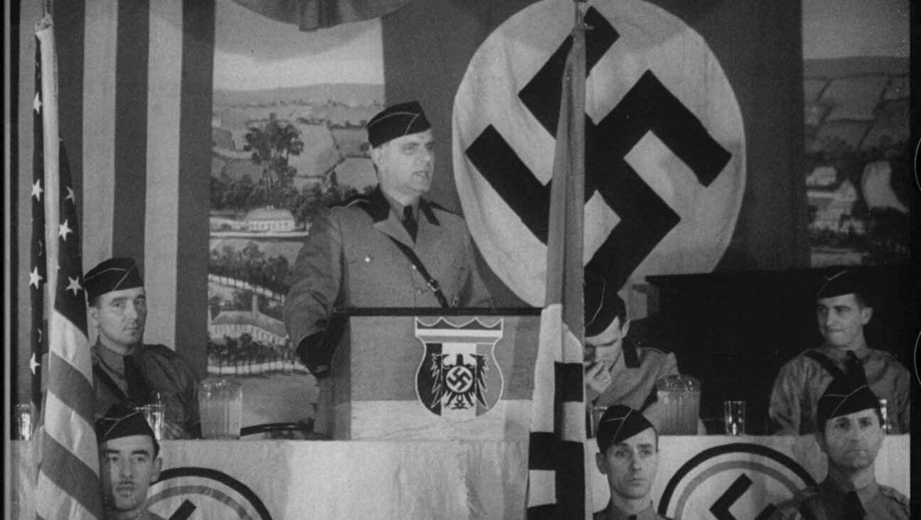 Fritz Kuhn speaks at a German American Bund meeting, New York, 1938.
