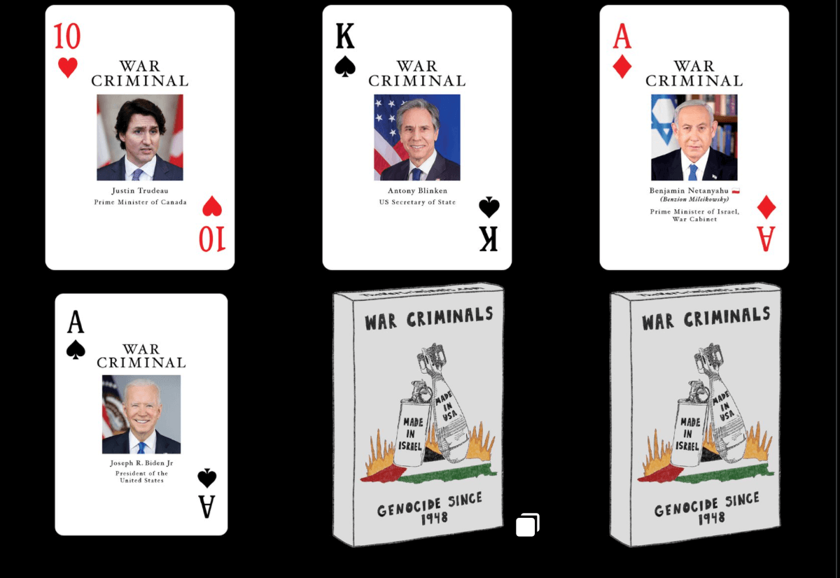 A screenshot from the War Criminals Playing Cards
account on the X platform (formerly known as Twitter).