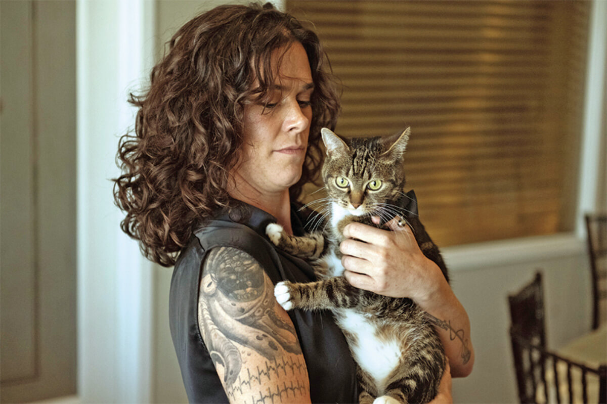 Lana the cat and Rebekah Bzdick the human both work at Lombard Funeral Home, one of the primary funeral homes used by Sacramento-area Jews.