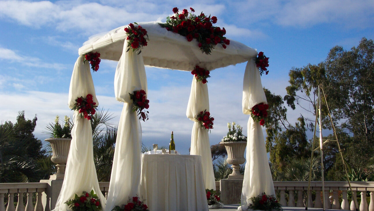 A chuppah, also known as a Jewish wedding canopy.