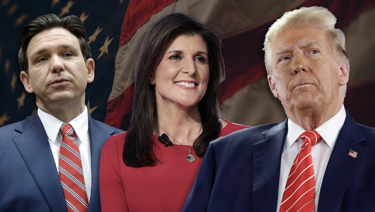 Ron De Santis, Nikki Haley and Donald Trump. (Photos by Getty Images/Background by Samuel Branch on Unsplash)