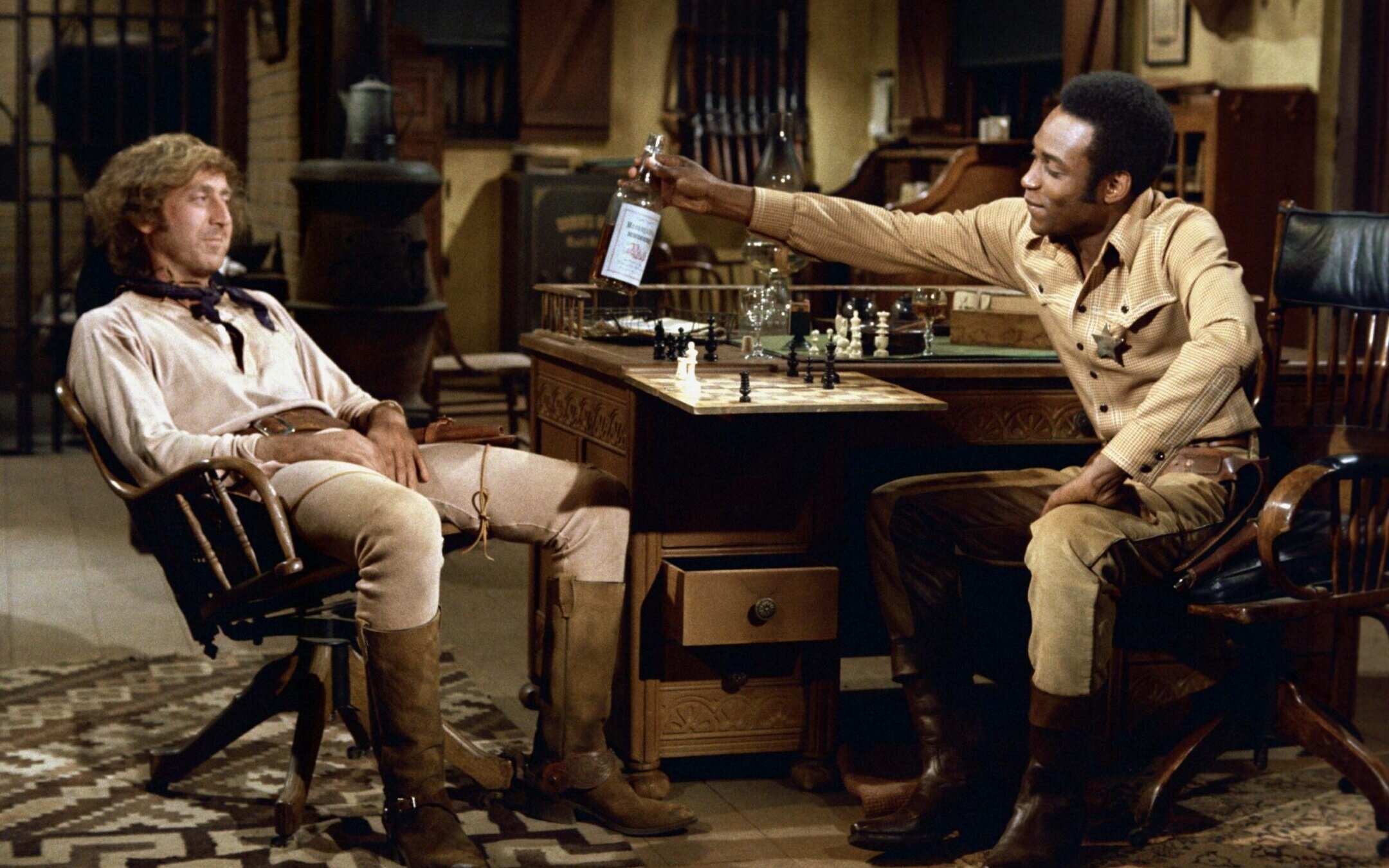 Gene Wilder and Cleavon Little appear in a scene from 1974’s “Blazing Saddles.” (Courtesy Fathom)