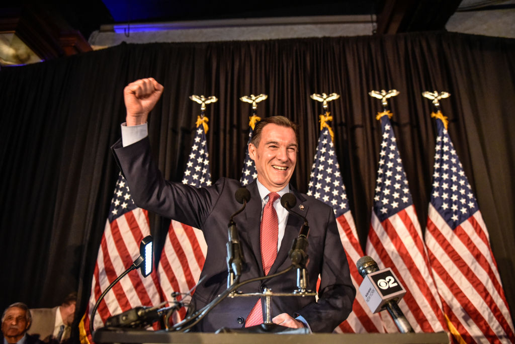 Tom Suozzi celebrates his victory Tuesday in New York in the special election to replace expelled Rep. George Santos.