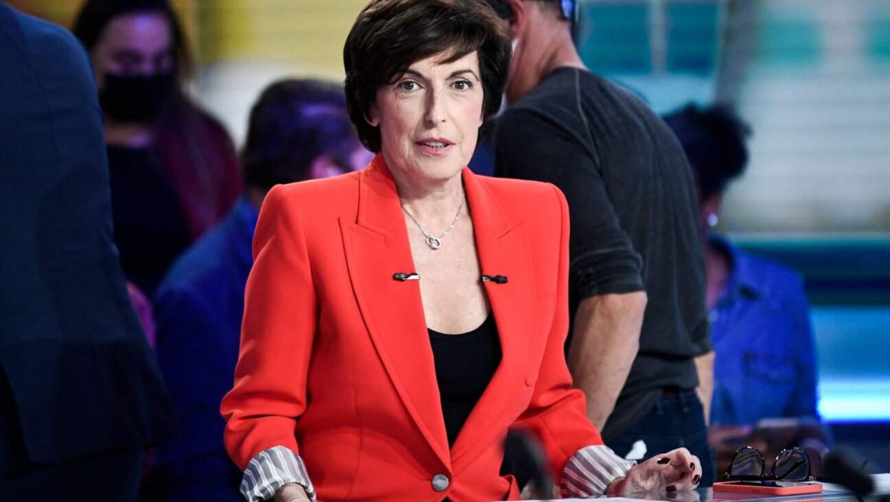 French TV host Ruth Elkrief looks on during a TV debate at LCI television studios in Paris, Sept. 22, 2021. (Photo by Stephane de Sakutin/AFP via Getty Images)