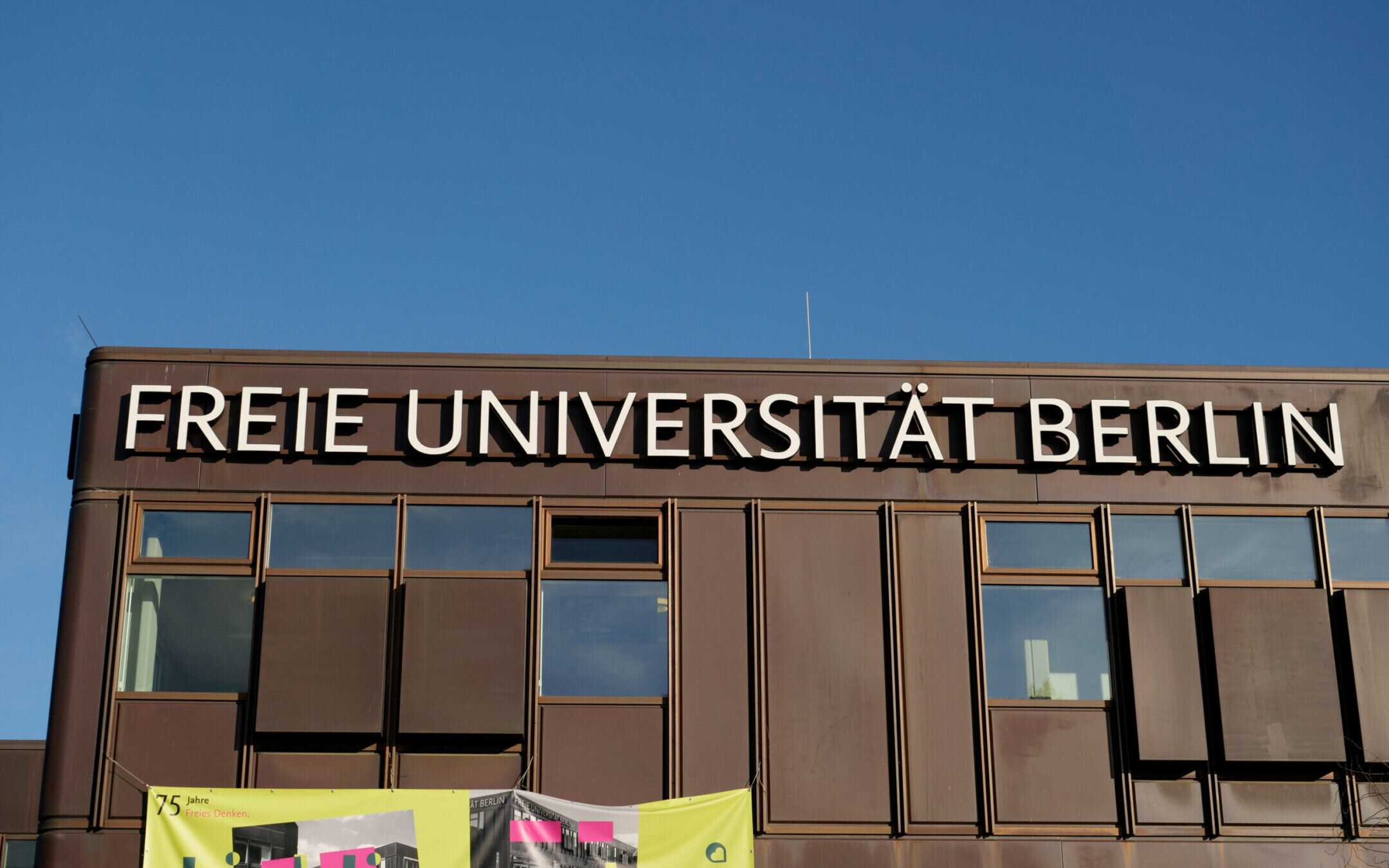 A sign at an entrance to the Free University in Berlin, Nov. 13, 2023. (Wolfram Steinberg/picture alliance via Getty Images)