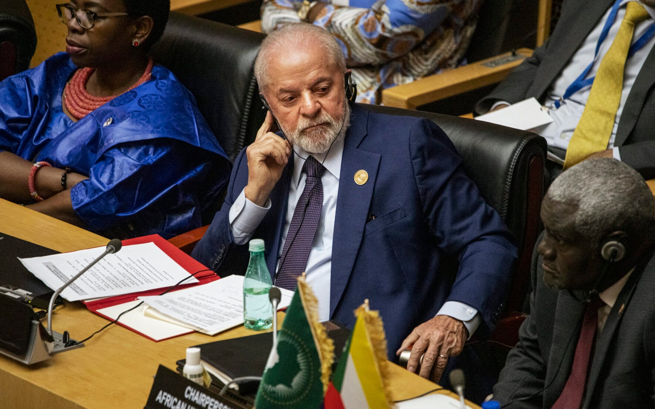 Brazilian President Luiz Inacio Lula da Silva attends the 37th Ordinary Session of the Assembly of the African Union at the AU headquarters in Addis Ababa, Ethiopia, Feb. 17, 2024. (Michele Spatari / AFP via Getty Images)