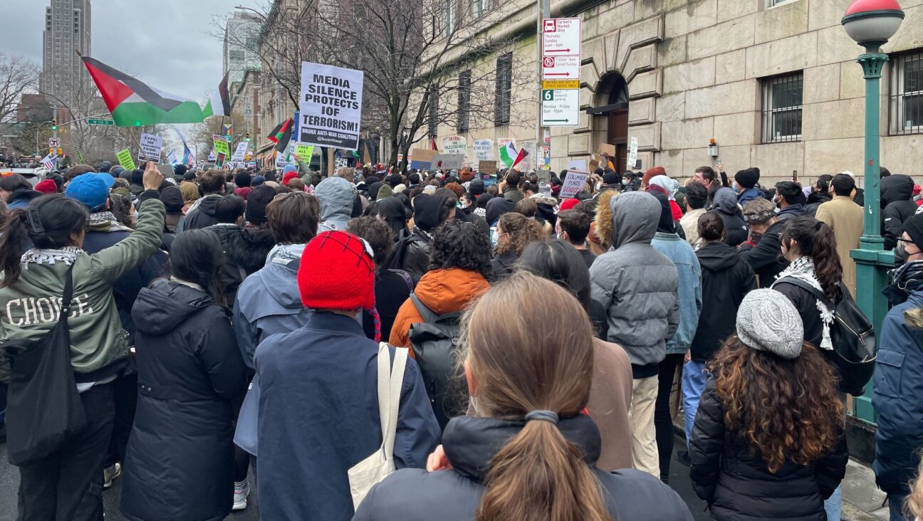 A pro-Palestinian protest outside Columbia University in New York City on Feb. 2, 2024. (Luke Tress)