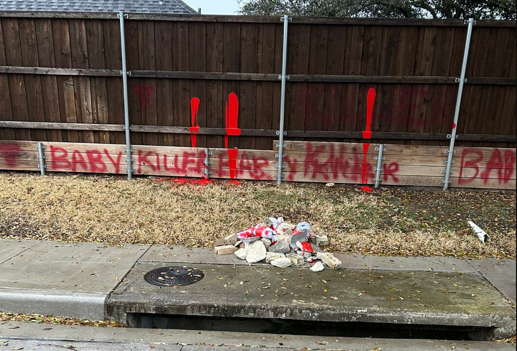 The display outside Dallas City Councilwoman Cara Mendelsohn's home.