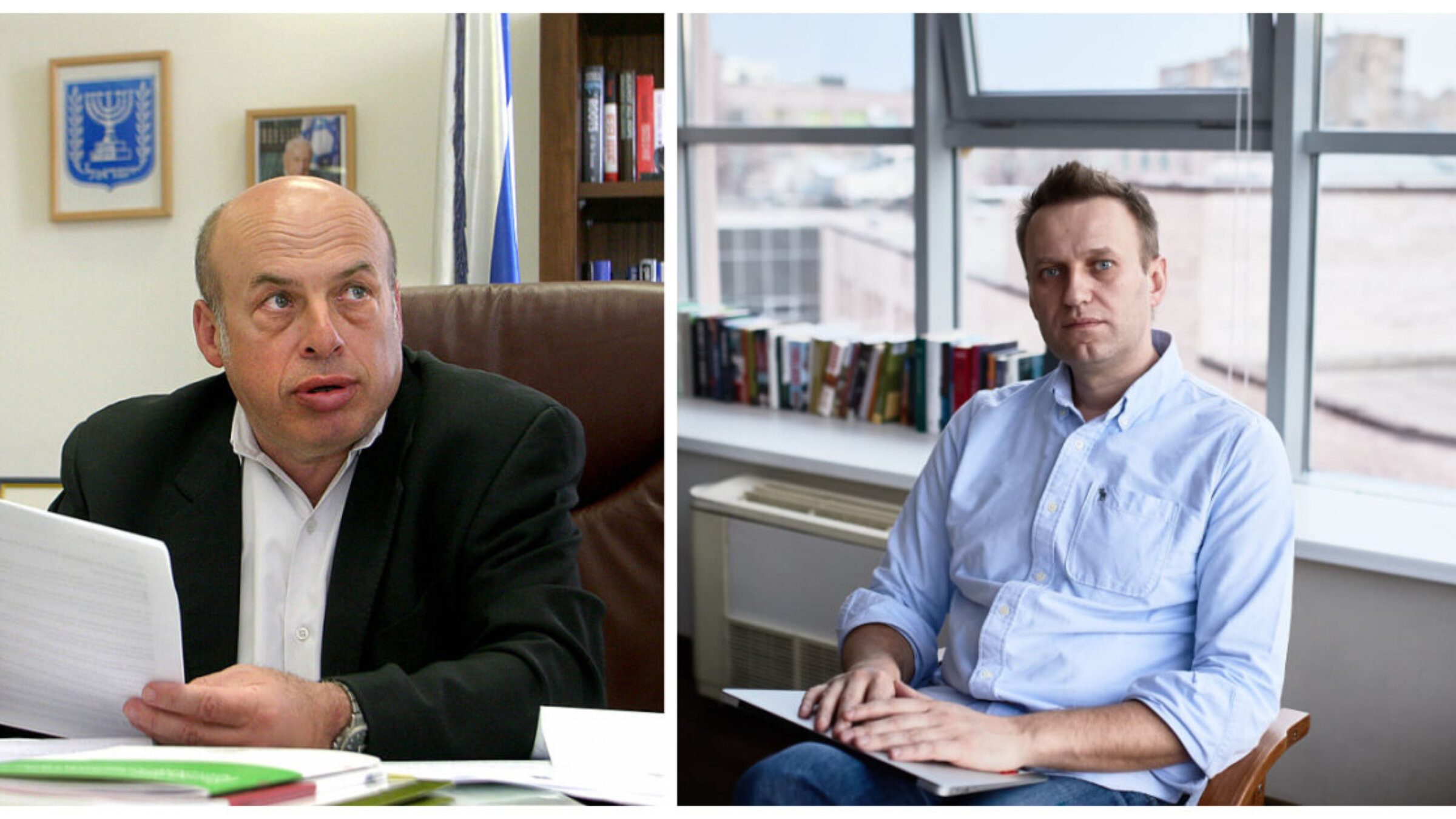 Alexei Navalny, <i>right</i>, corresponded with Natan Sharansky, <i>left</i>, about living in a Russian prison.