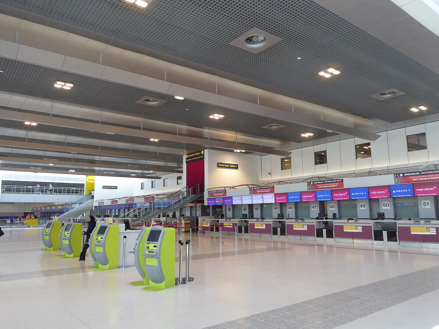 A check-in terminal at Manchester Airport in England.