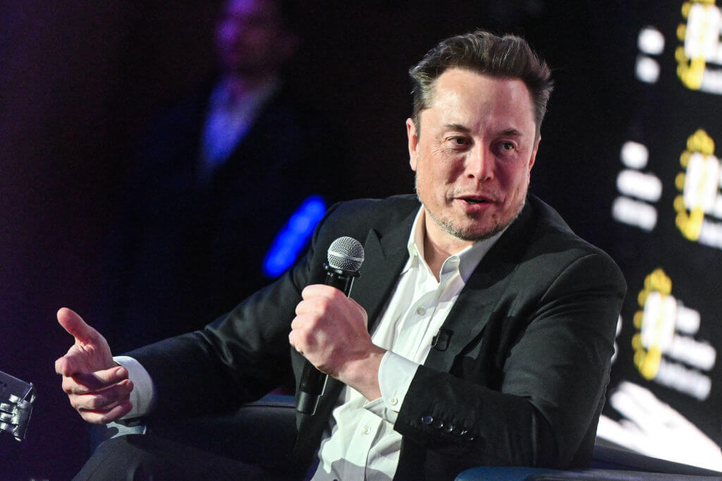 Tesla CEO Elon Musk speaks as symposium on fighting antisemitism on Jan. 22, 2024. 