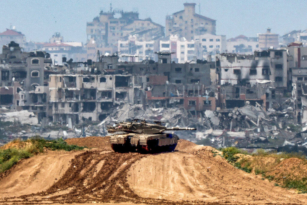 An Israeli tank along the border with Gaza on March 19. 