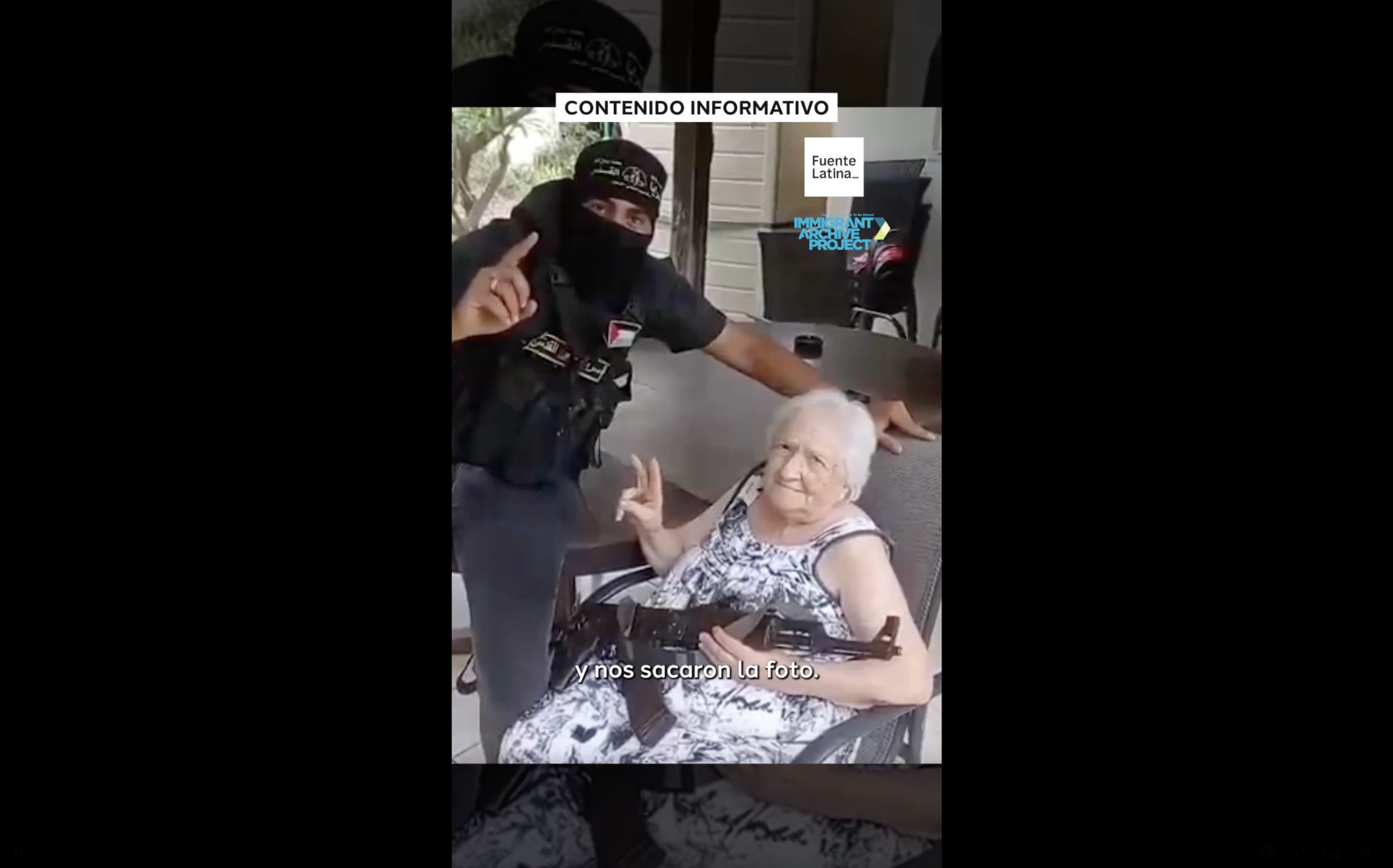 90-year-old Ester Cunio says in a new Fuente Latino documentary that she bonded with a Hamas terrorist over the soccer star Lionel Messi on Oct. 7. (Screenshot)