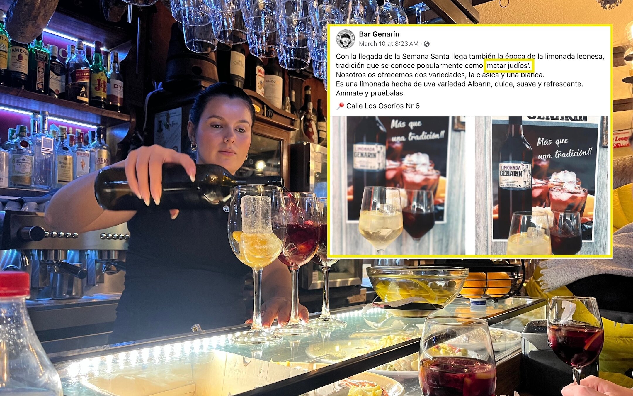 Some bars in León, Spain advertise that they serve “Mata judios” cocktails, though most menus say “limonada.” (Shira Li Bartov)