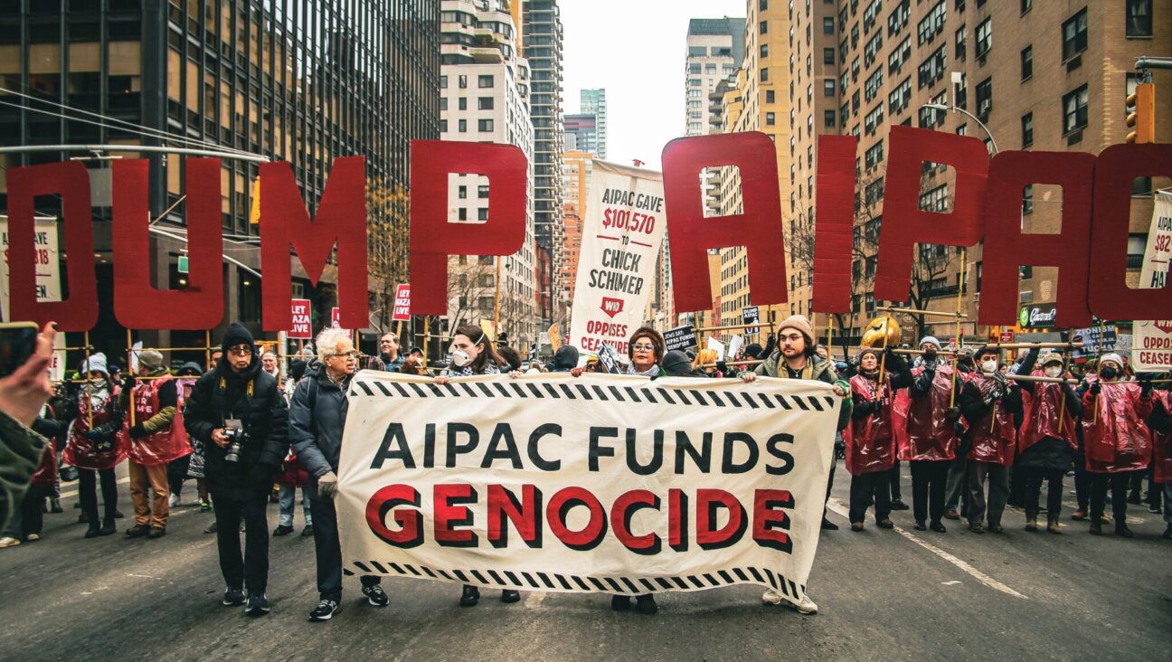 Activists protest outside AIPAC headquarters in New York City on Feb. 22, 2024.  