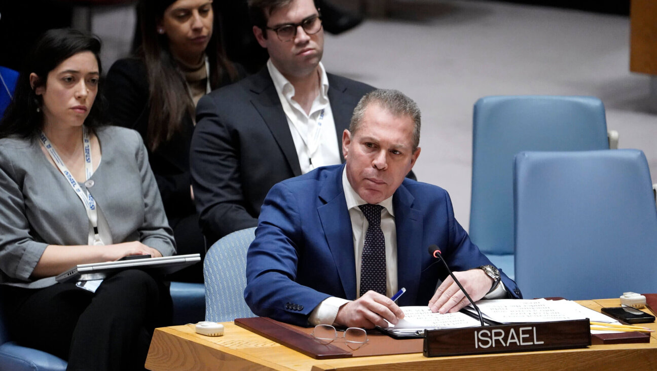Permanent Representative of Israel to the United Nations, Gilad Erdan, speaks during a UN Security Council meeting for a vote on a ceasefire in Gaza, March 25, 2024 in New York City. The United States ultimately abstained from the vote, allowing the Security Council to pass the ceasefire resolution.