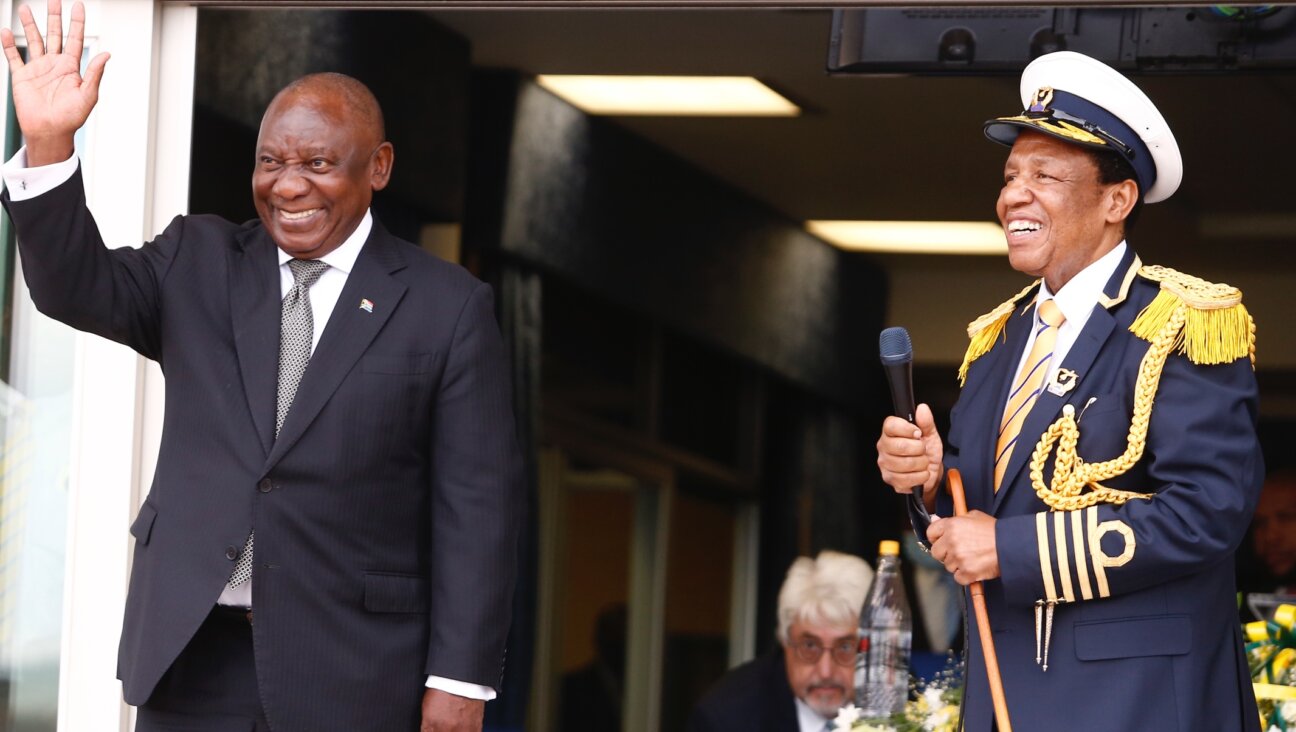 President Cyril Ramaphosa with His Grace Dr. Bishop Engenas Lekganyane at the St Engenas Zion Christian Church in Moria, South Africa, 31 March 2024. (Felix Dlangamandla /Daily Maverick/Gallo Images via Getty Images)