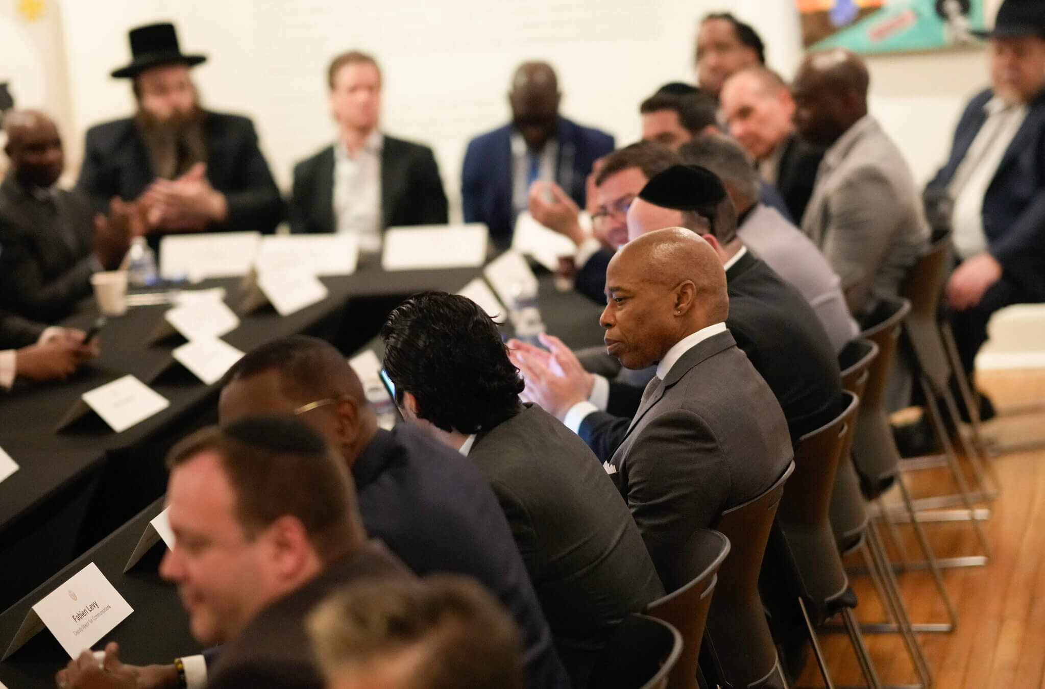 New York City Mayor Eric Adams holds a roundtable discussion with Black and Jewish community leaders April 2.