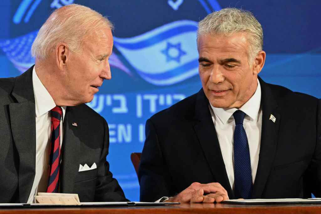 President Joe Biden and then-Israel's caretaker Prime Minister Yair Lapid on July 14, 2022.
