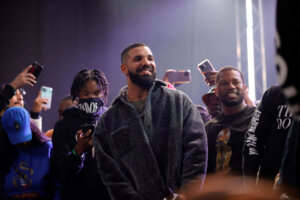Drake at a 2021 rap battle in Long Beach, California.